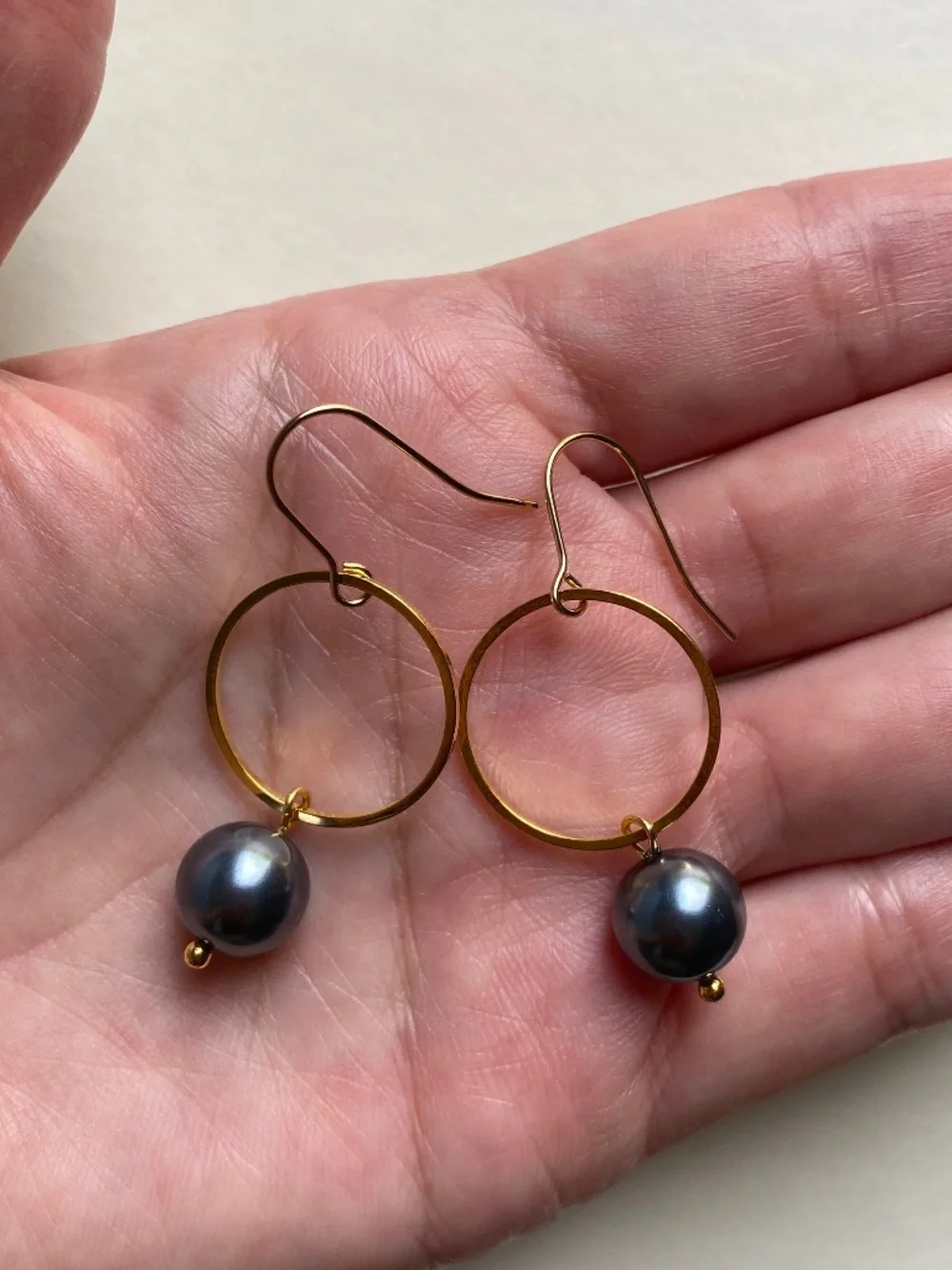 Handmade Glass Imitation Pearl Hoop Earrings